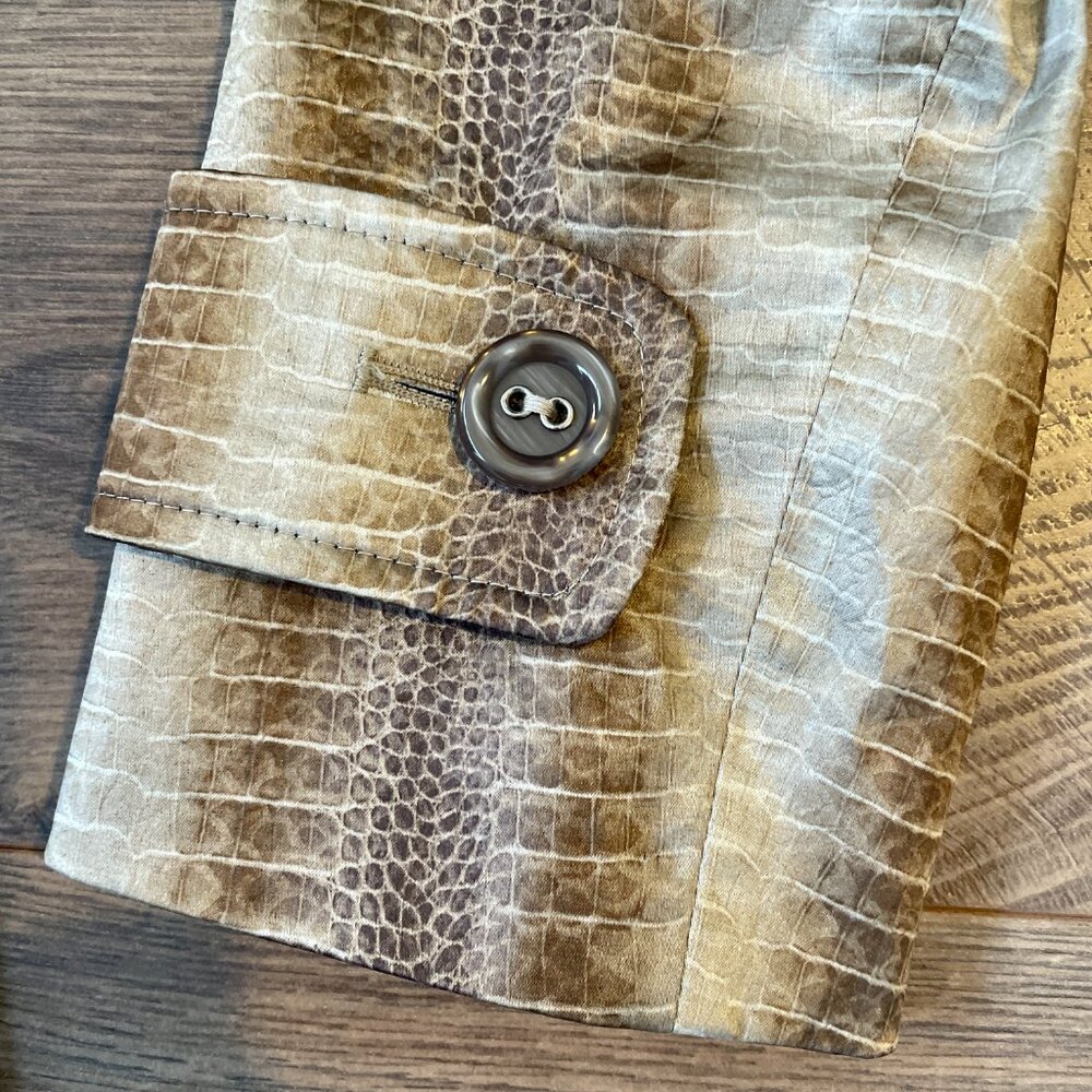 HELENA BERMAN LONDON FIT + FLARE SNAKE PRINT TRENCH COAT | LIKE NEW | MEDIUM - Picture 7 of 14